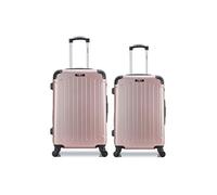 bluestar - lot de 2 - valise grand format et valise weekend madrid - rose dore