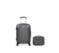 bluestar - lot de 2 - valises cabine et vanity lima - gris fonce