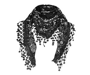 Bluestercool Femmes Écharpe Pompon Châle en Dentelle Wrap Foulards