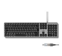 Bluestork Clavier Français AZERTY Filaire pour Mac - Touches Concaves et Silencieuses, 13 Raccourcis Multimédia, Adaptateur USB/USB-C - Clavier pour Mac et Ipad - Noir