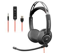 Bluestork MC 401 Casque Micro PC Filaire USB/3,5 mm, Son Stéréo, Microphone Rotatif Antibruit, Ultra Confort, Contrôle du Volume - Casque Professionnel Léger Idéal Télétravail (USB+Jack)
