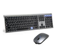 Bluestork - Pack Clavier Souris sans Fil Rechargeable Grapheme V3 - Clavier sans Fil, Connexions 2,4GHz & Bluetooth, Ultra-Fin, Batterie 110H, AZERTY FR, Souris 3200 DPI -Windows/IA Copilot - Gris