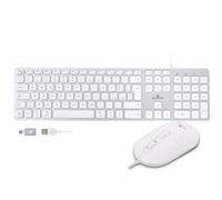 Bluestork Pack Mac - Set Clavier Mac et Souris USB-C/USB-A Blanc | QWERTY IT, avec câble USB-C/USB-A, clavier Mac silencieux + souris, blanc, compatible Mac/iPad