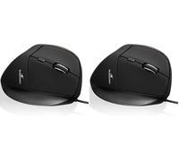 Bluestork - Souris Ergonomique Filaire, USB, 6 Boutons, Silencieuse, Réglable jusqu'à 7600 DPI - Format Vertical pour Droitiers, Prévention des Douleurs & Tendinite du Poignet - PC & Mac (Lot de 2)