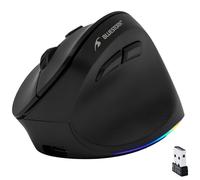 Bluestork - Souris sans Fil Ergonomique, Connexion 2.4 Ghz + Bluetooth, 800-2400 DPI, 6 Boutons, LED RGB - Souris Ergonomique Verticale, Prévention des douleurs - Droitier - PC, Mac, IPAD, Tablette