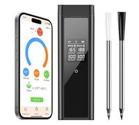 BlueSwan Thermomètre Cuisine avec 2 Sondes IP67 compatibles Lave-vaisselle, 150m Bluetooth App 9 Modes BBQ, Thermomètre à Viande Intelligent Boîte Magnétique pour BBQ, Fumoir, Jardin, Rôtissoire