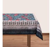 BlueTabla Nappe carrée Grenades et Cachemire, Bleu, sans Repassage, 140 x 140 cm