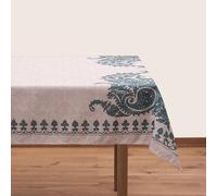 BlueTabla Nappe rectangulaire Bagrationi, Beige/Turquoise, sans Repassage, 210 x 140 cm