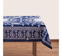 BlueTabla Nappe rectangulaire Kala, Motif géorgien Traditionnel, Bleu, sans Repassage, 210 x 140 cm