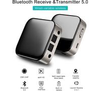 Bluetooth 5.0 Récepteur audio Emetteur 2 IN 1 3.5mm AUX Jack RCA Adaptateur de musique stéréo sans fil pour TV PC voiture haut-parleurs noir