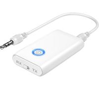 Bluetooth 5.3 Adapter, 2 In 1 Aux 3.5 Mm Jack, Bluetooth Audio Receiver With Noise Reduction, White