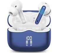 Bluetooth 5.4 Earphones, 2025 Wireless Earphones With Enc Noise Cancelling Mic 40H Hd Stereo Sound Playing Time Ip7 Waterproof Bluetooth Headset Led Screen Headphones For Android Ios Royal Blue