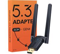 Bluetooth Adapter 5.3 Wide Range For Pc, 590Ft/180M Usb Bluetooth Dongle For Desktop, Laptop, Printer, Keyboard, Mouse, Headset, Compatible With Windows 8/10/11