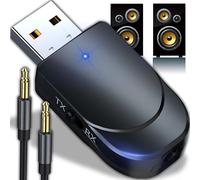 Bluetooth Adapter Usb 5.0 Edr Transmitter And Receiver With Dongle Key And 3.5Mm Audio Cable For Pc, Laptop, Tv, Headset, Car Radio, Mobile Phone, Audio Adapter Without