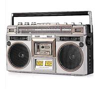Bluetooth Boombox with AM/FM Radio, Cassette Player, and Bass Amplification, Built-in Speaker, 3.5mm Jack - 80s Retro Style for Music Lovers