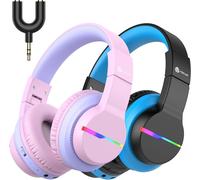Bluetooth Casque Audio Enfant Sans Fil Avec Microphone 2 Pack, Lumières Led Colorées, Volume Limité 74/85/94Db, 40 Heures De Travail, Bluetooth 5.0, Micro Intégré[CAS310187]