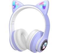 Bluetooth Casque Audio Enfants Avec Hd Microphone/Lumières Led, Ecouteurs Enfants Du Volume Limité 85Db, Son Stéréo Casque Audio Enfants Pour Smartphone,Ipad,Tablet,Kindle,Ecole (Violet)