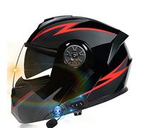 Bluetooth Casque de Moto Modulable Intégral pour Motocross Racing Street Scooter Adultes Unisexes, Approuvé ECE Casque Modulaire avec Double Pare-Soleil Anti-buée