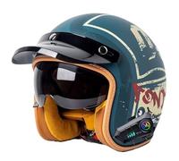 Bluetooth Casque Jet Moto Vintage avec Visière Casque Mobylette Homologué ECEDOT Rétro Demi Casque Moto Vélo Scooter Chopper pour Adultes Homme Et Femme 6,XL=61~62cm
