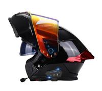 Bluetooth Casque Moto Intégral DOTECE Homologué Casques Modulable Moto avec Double Visière Flip-Up Casques Intégraux Moto pour Homme Et Femme 6,XL:61-62CM