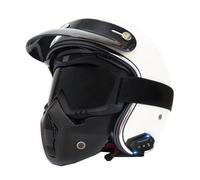 Bluetooth Casque Moto Jet avec Lunettes Casques Bols 3/4 avec Haut-Parleur Et Microphone Demi Casque Scooter Ouvert pour Unisexe ECEDOT Homologué Masque Facial Détachable M,L:59-60CM