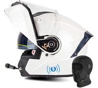 Bluetooth Casque Moto Modulable,Casques Intégral Flip-Up Modulables Homme Et Femme ECE Homologué Casque De Moto Scooter avec Double Visière Casque Anti-Collision 3,M