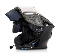 Bluetooth Casque Moto Modulable Casques Intégraux avec Double Visière Scooter Anti-Collision Casque DOTECE Homologué Flip-Up Casque Moto Homme Et Femme pour Locomotive 3,M:57-58CM