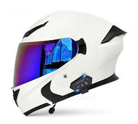 Bluetooth Casque Moto Modulable Double Visière Scooter Chopper DOTECE Homologué Casques Moto Intégraux Homme Et Femme Casques Flip-Up Anti-Collision Casque Integral 6,XL:61-62CM