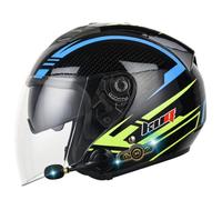 Bluetooth Casques Jet De Moto Vintage ECEDOT Homologué 3/4 À Face Ouverte À L'allemande Demi Casque De Moto avec Double Visière Coupe-Vent Casque pour Adulte Femme Homme 6,XL:61-62CM