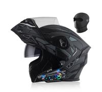 Bluetooth Casques Modulables Moto, Casque Moto Rabattable avec Double VisièRe, ECE Homologué Casque Flip-Up IntéGraux Microphone Double Haut-Parleur pour Hommes Femmes Adultes (R, XXL 63~64CM)