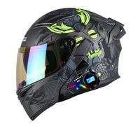 Bluetooth Casques Modulables Moto DOTECE Homologué Casques Intégral Flip-Up Moto Homme Femme avec Double Visière Adulte Casques Intégraux Motocross pour Scooter Locomotive 11,L:59-60CM