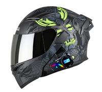 Bluetooth Casques Modulables Moto DOTECE Homologué Casques Intégral Flip-Up Moto Homme Femme avec Double Visière Adulte Casques Intégraux Motocross pour Scooter Locomotive 12,M:57-58CM