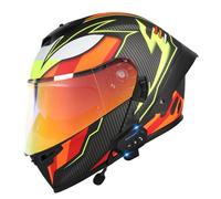 Bluetooth Casques Moto Modulables Double Visière Casque Integral Modulable ECEDOT Homologué Casques Intégraux Flip-Up Anti-Collision Casque Motocross pour Hommes Femmes Z-3,M:57-58CM