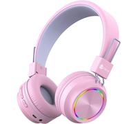 Bluetooth Ecouteurs Pour Enfants, Lumières Colorées Avec Micro, Contrôle Du Volume, Pliables, Écouteurs Pour Enfants Sur Oreille Pour Ecole