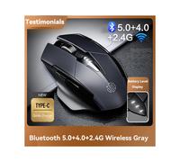 (Bluetooth-Gris) Souris sans fil rechargeable Bluetooth PM6, prise en charge de la fonction Office Mute