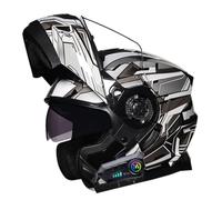 Bluetooth Modulable Casque Moto DOTECE Homologué Casque Intégraux Moto avec Double Visière Anti-Collision Casque Homme Femme Casque Moto Intégral 6,XL:61-62CM