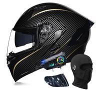 Bluetooth Modulable Casque Moto Homologué ECE, Flip Up Casque Adulte Moto avec Double Visière pour Anti-Collision Casque Scooter Casque Integral Modulable pour Homme Femme M~XXL