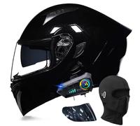 Bluetooth Modulable Casque Moto Homologué ECE, Flip Up Casque Adulte Moto avec Double Visière pour Anti-Collision Casque Scooter Casque Integral Modulable pour Homme Femme M~XXL