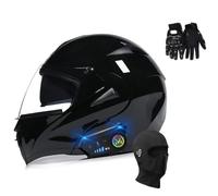 Bluetooth Modular Motorcycle Helmet, Double Visor Full Face Helmets, Adult Motorcycle Scooter Helmet with Built-in Speaker ECE Approved(C2,S(55~56CM))