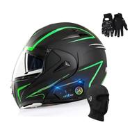 Bluetooth Modular Motorcycle Helmet, Double Visor Full Face Helmets, Adult Motorcycle Scooter Helmet with Built-in Speaker ECE Approved(C7,S(55~56CM))
