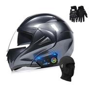 Bluetooth Modular Motorcycle Helmet, Double Visor Full Face Helmets, Adult Motorcycle Scooter Helmet with Built-in Speaker ECE Approved(C6,S(55~56CM))