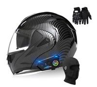 Bluetooth Modular Motorcycle Helmet, Double Visor Full Face Helmets, Adult Motorcycle Scooter Helmet with Built-in Speaker ECE Approved(C5,S(55~56CM))