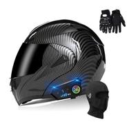 Bluetooth Modular Motorcycle Helmet, Double Visor Full Face Helmets, Adult Motorcycle Scooter Helmet with Built-in Speaker ECE Approved(C0,S(55~56CM))