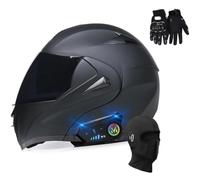 Bluetooth Modular Motorcycle Helmet, Double Visor Full Face Helmets, Adult Motorcycle Scooter Helmet with Built-in Speaker ECE Approved(C9,S(55~56CM))