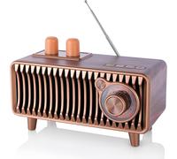 Bluetooth Radio Retro Walnut Wood With Vintage Fm Radio, 20W Portable Speaker With Music Player Function U Disk/Tf Card/Aux For Home And Office.(Walnut Color)