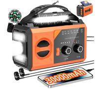 Bluetooth Radio Solaire, AM/FM 3 Façons de Charger 8 en 1 Radio Portable d'urgence, SOS, Lampe de Poche, Boussole, Lampe de Lecture, Prise Casque