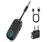 Bluetooth Receiver 5.3 Jack Car Adapter With Built-In Mic Hands-Free Calls,Wired Headphone Speaker,3.5 Mm Cable Included (Black)
