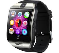 Bluetooth Smart Watch hommes Q18 avec écran tactile Big Battery Support TF Sim Card caméra pour Android Phone Smartwatch d'argent