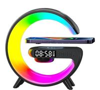Bluetooth Speaker Clock Alarm Clock Wireless Charger Charging Ambient Light Wake-up Light(A)