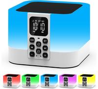 Bluetooth Speaker Night Light,White Noise Alarm Clock,Touch Bedside Lamp for Bedroom,LED Colour Changing Lamp for Teens and Boys
